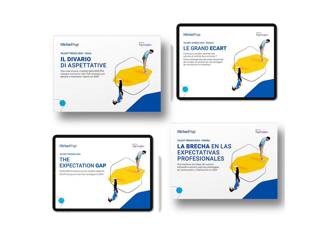Présentation numérique sur les tendances de talent et les écarts d'attentes en 2024.