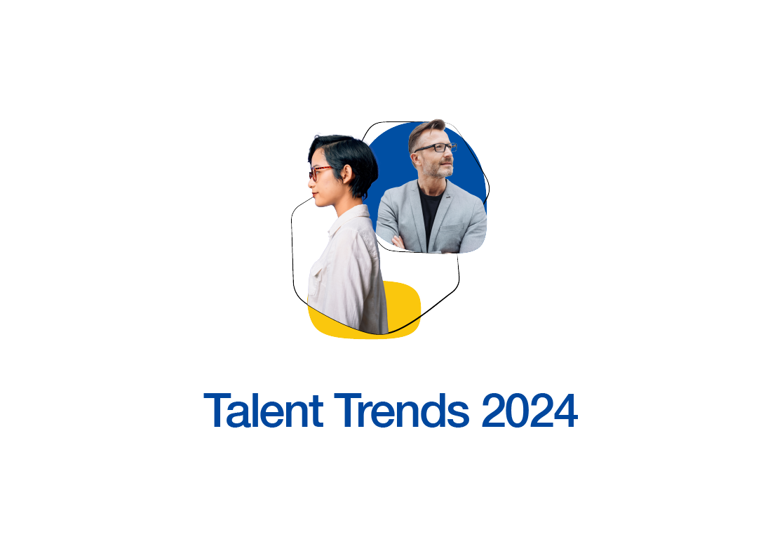 Deux personnes dans un graphique avec le texte 'Talent Trends 2024'