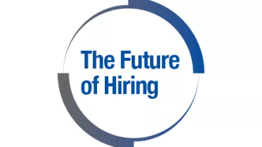 Graphique avec le texte 'The Future of Hiring' dans un design circulaire.