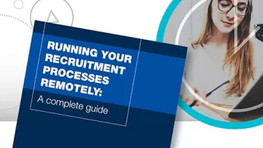 Cover of 'Running Your Recruitment Processes Remotely: A Complete Guide' with person working on a laptop.