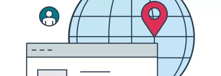 Illustration d'un profil web avec un globe et une icône de localisation
