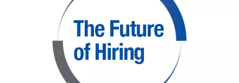 Graphique avec le texte 'The Future of Hiring' dans un design circulaire.