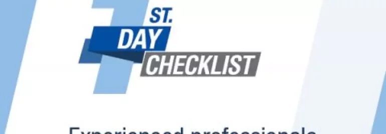 Bannière du checklist premier jour pour professionnels expérimentés.